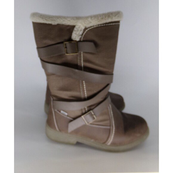 Totes  Diedre  Winter Boots Brown Quilted Faux Leather Faux Fur Lined Size 9 - Picture 1 of 8